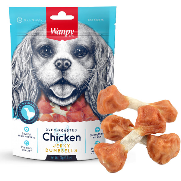 تشویقی سگ ونپی با طعم مرغ Chicken Jerky Dumbbells وزن 100 گرم