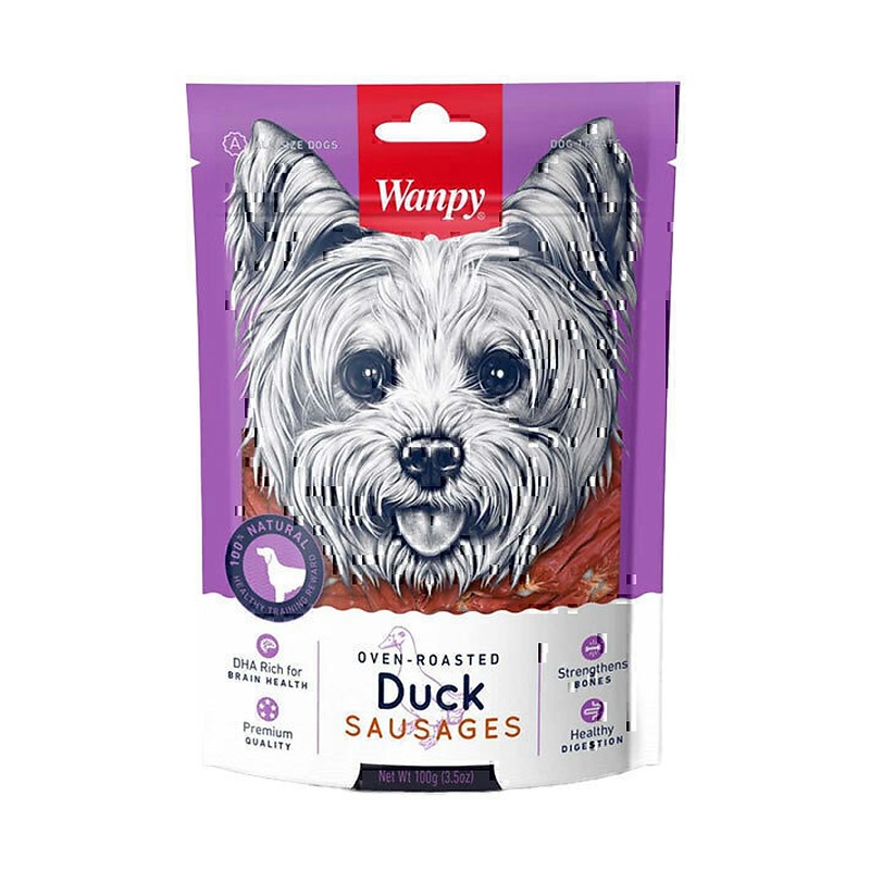 تشویقی سوسیسی سگ ونپی با طعم اردک Wanpy Duck Sausages وزن 100 گرم