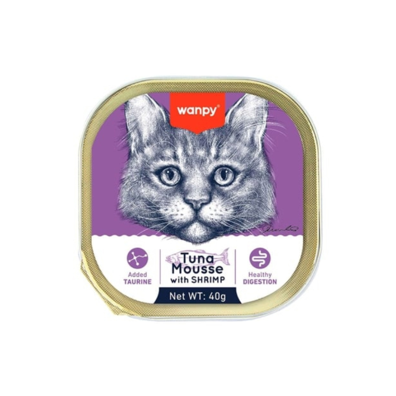 غذای کاسه ای گربه ونپی با طعم ماهی تن و میگو Wanpy Tuna Mousse وزن 40 گرم