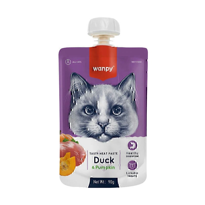 پودینگ گربه ونپی با طعم اردک و کدو‌حلوایی Wanpy Tasty Meat Paste وزن 90 گرم