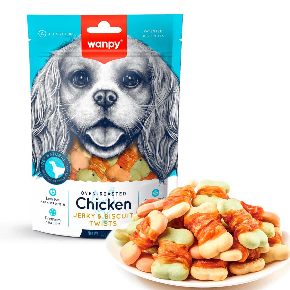 تشویقی سگ ونپی مدل Chicken Jerky & Biscuit وزن 100 گرم