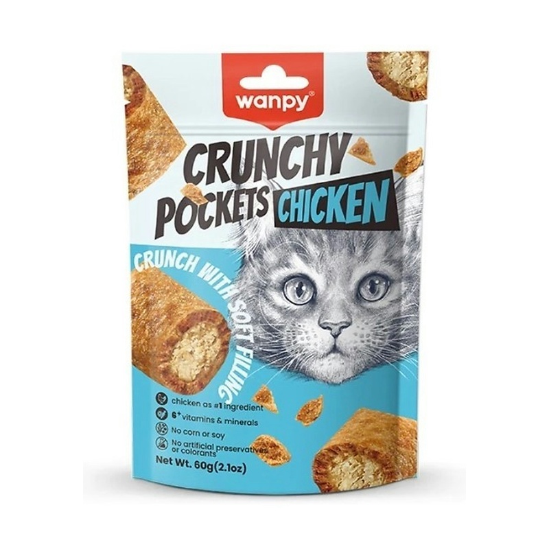 تشویقی گربه ونپی با طعم مرغ Wanpy Crunchy Pockets وزن 60 گرم