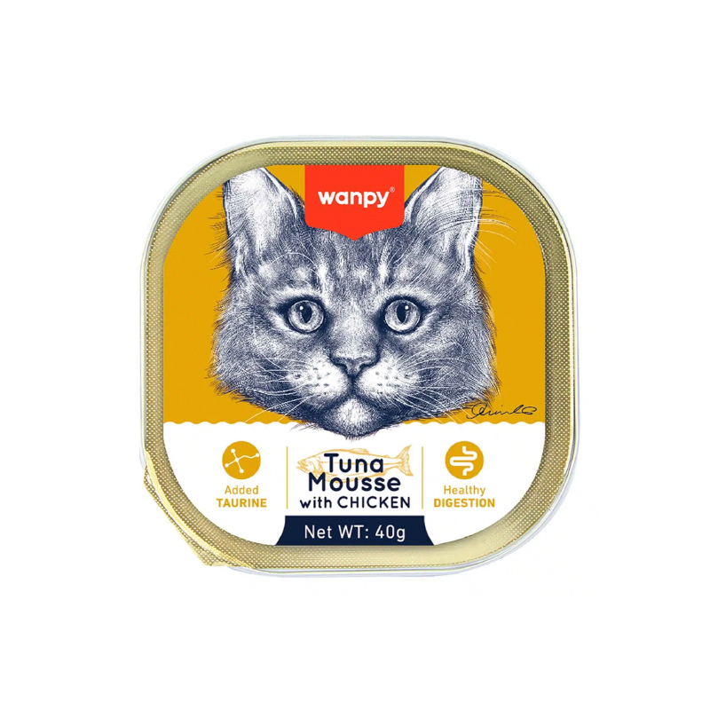 غذای کاسه ای گربه ونپی با طعم ماهی تن و مرغ Wanpy Tuna Mousse وزن 40 گرم