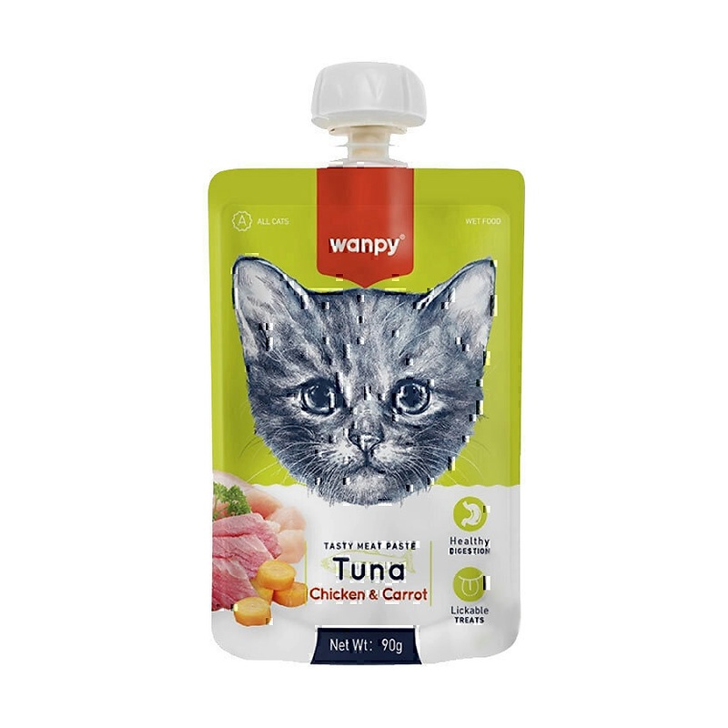 پودینگ گربه ونپی با طعم ماهی تن، مرغ و هویج  Wanpy Tasty Meat Paste وزن 90 گرم