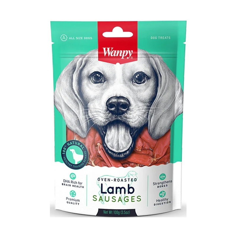 تشویقی سگ سوسیسی ونپی با گوشت بره Wanpy Lamb Sausages وزن 100 گرم