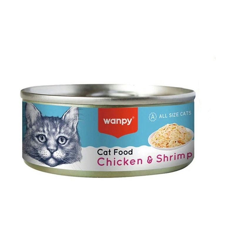 کنسرو غذای گربه ونپی با طعم مرغ و میگو Wanpy Wet Cat Food وزن 95 گرم